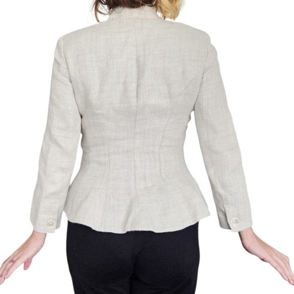Lauren Ralph Lauren Linen Mandarin Collar Jacket Blazer Women’s 4P Ivory Twill - Picture 6 of 15